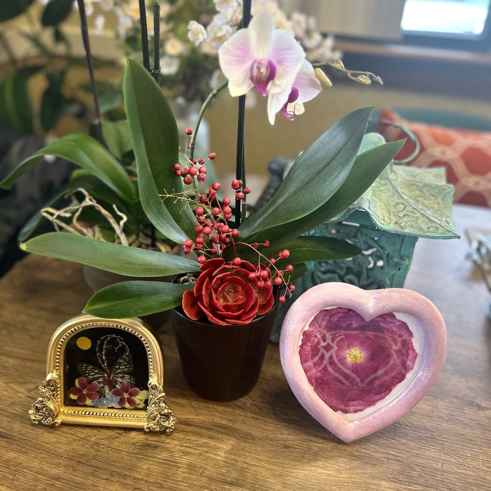 Pink Heart-Shaped Floral Accent